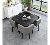 Tavolo da Pranzo Piazza Moderno Set Tavolo Cucina con Sedie 4 Posti Tavoli Piazza con Telaio in Metallo Salvaspazio per Cucina Soggiorno Ufficio Riunioni(Light gray)