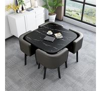 Tavolo da Pranzo Piazza Moderno Set Tavolo Cucina con Sedie 4 Posti Tavoli Piazza con Telaio in Metallo Salvaspazio per Cucina Soggiorno Ufficio Riunioni(Gray)