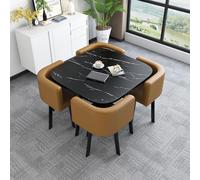 Tavolo da Pranzo Piazza Moderno Set Tavolo Cucina con Sedie 4 Posti Tavoli Piazza con Telaio in Metallo Salvaspazio per Cucina Soggiorno Ufficio Riunioni(Brown)