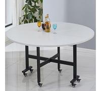 Tavolo da pranzo pieghevole allungabile con foglia a goccia e bordi rotondi, 6 ruote per una facile mobilità, scrivania pieghevole versatile per cucina e ufficio per cena, lavoro e studio