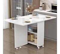 Tavolo da pranzo pieghevole compatto con design a foglia per piccoli spazi, 6 ruote per una facile mobilità, ideale per cucina e sala da pranzo (colore: A Dimensioni: 120 cm x 60 cm)