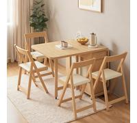 Tavolo da pranzo pieghevole con sedie for 4-6 persone, scrivania quadrata salvaspazio con cassetti portaoggetti e ruote bloccabili, set compatto salvaspazio for appartamenti
