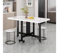 Tavolo da pranzo pieghevole, credenza da cucina allungabile con ruote universali, piedini regolabili e struttura in metallo, adatto per piccoli