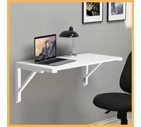 Tavolo da pranzo pieghevole da parete, in legno bianco, per bar e tavolo da lavoro salvaspazio, scrivania galleggiante per laptop (L120 x L47 x W24 in) per piccoli spazi