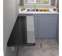 Tavolo da pranzo pieghevole da parete, tavolo pieghevole per lavanderia, con staffa, installazione di foratura/portante, grande, larghezza: 30/40 cm, lunghezza: 60-120 cm, 90 x 30 cm, nero