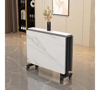 Tavolo da pranzo pieghevole espandibile con piano in ardesia, tavolo da cucina mobile salvaspazio su 6 ruote, soluzione versatile ed elegante per piccoli spazi
