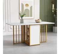 Tavolo da pranzo pieghevole espandibile per 4-7 persone, versatile tavolo da pranzo mobile 3 in 1 con ampio spazio per riporre oggetti, tavolo da cucina rettangolare per casa e ufficio, bianco