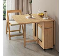 Tavolo da pranzo pieghevole estensibile in legno massello con 4 sedie e cassetto portaoggetti - Design mobile con ribaltina, mobile compatto for sala da pranzo o cucina for sala da pranzo di casa