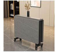 Tavolo da pranzo pieghevole in ardesia con 6 ruote, allungabile e salvaspazio, ideale per ristoranti, cucina, camera da letto, design a foglia cadente, soluzione decorativa versatile ed elegante