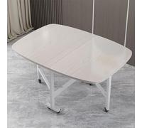 Tavolo da pranzo pieghevole in legno con foglia a goccia per piccoli spazi, tavolo allungabile e versatile, con 6 ruote, tavolo da cucina salvaspazio per cucina e soggiorno (120 x 70 cm)