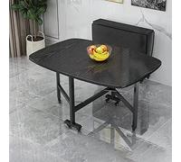 Tavolo da pranzo pieghevole in legno con foglie a goccia, design allungabile, ruote universali per una facile mobilità, salvaspazio, set di tavolo e sedie multifunzione.