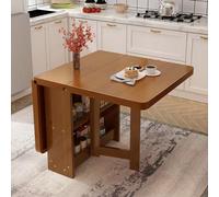 Tavolo da pranzo pieghevole in legno massiccio con ripiano portaoggetti a doppio strato, versatile scrivania pieghevole per cucina e ufficio, supporta 400 kg, design di estensione 3 in 1