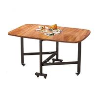 Tavolo da pranzo pieghevole, mobile in legno con ruote, design rettangolare allungabile, per piccoli spazi, 4-6 posti