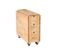 Tavolo da pranzo pieghevole per 6-8 persone, in legno massello, con ruote e cassetti, include 1 tavolo + 6 sedie, finitura rustica, design salvaspazio