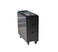 Tavolo da pranzo pieghevole per 6-8 persone, in legno massello, con ruote e cassetti, nero, salvaspazio e versatile, mobile per la casa e la sala da pranzo