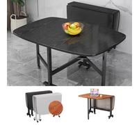 Tavolo da pranzo pieghevole regolabile in legno massiccio con foglia a goccia, 6 ruote per una facile mobilità, tavolo da caffè/pranzo multifunzione, 119,4 x 81,3 x 76,2 cm