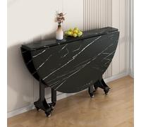 Tavolo da pranzo pieghevole rotondo mobile, tavolo da cucina con foglie cadute per piccoli spazi, telaio in metallo resistente, portata facilmente fino a 400 kg