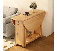 Tavolo da Pranzo Pieghevole Rotondo Regolabile in Legno con Ruote bloccabili a 360°, Include 4 sedie, Design salvaspazio, Versatile per Cucina, Soggiorno, Appartamento,A