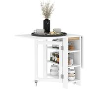 Tavolo da Pranzo Pieghevole, Tavolo a Ribalta con Ruote per 4 Persone, Scrivania