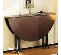 Tavolo da Pranzo Pieghevole,Tavolo Cucina a Ribalta Salvaspazio con 6 Ruote,Scrivania Richiudibile Allungabile Salvaspazio,Tavoli Rotondi Allungabili,Multiuso Moderno,per Soggiorno(Walnut,100x75cm)