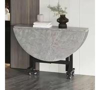Tavolo da Pranzo Pieghevole,Tavolo Cucina a Ribalta Salvaspazio con 6 Ruote,Scrivania Richiudibile Allungabile Salvaspazio,Tavoli Rotondi Allungabili,Multiuso Moderno,per Soggiorno(Gray,140x75cm)
