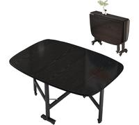 Tavolo da Pranzo Pieghevole, tavolo da cucina pieghevole multifunzione estensibile con ribalte e ruote mobili, design con bordi arrotondati, per piccoli spazi, soggiorno e cucina(Black,100*60cm)