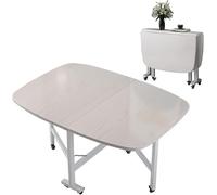 Tavolo da Pranzo Pieghevole, tavolo da cucina pieghevole multifunzione estensibile con ribalte e ruote mobili, design con bordi arrotondati, per piccoli spazi, soggiorno e cucina(White,120*70cm)