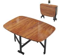 Tavolo da Pranzo Pieghevole, tavolo da cucina pieghevole multifunzione estensibile con ribalte e ruote mobili, design con bordi arrotondati, per piccoli spazi, soggiorno e cucina(Brown,120 * 70cm)