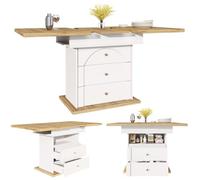 Tavolo da pranzo pieghevole telescopico (110-140 x 80 cm), tavolo da pranzo allungabile, tavolo da cucina salvaspazio, per cucina e soggiorno, design minimalista della porta dell'armadio, tavolo da