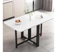Tavolo da pranzo pieghevole, ultra sottile, design a foglia mobile, multifunzione, allungabile con robusto telaio in metallo, anti-caduta per spazi compatti in cucina e soggiorno