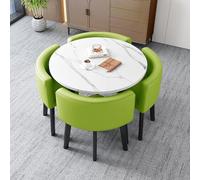 Tavolo da pranzo quadrato in marmo moderno con sedie per reception per sala negoziazione ufficio combinazione di colori bianco e verde frutta