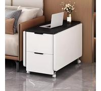 Tavolo da pranzo retrattile for la casa, Tavolini da caffè moderni in legno con 2 cassetti e ruote Lato divano da soggiorno con supporto a terra Salvaspazio(B,1.4M)