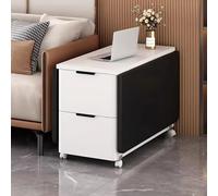 Tavolo da pranzo retrattile for la casa, Tavolini da caffè moderni in legno con 2 cassetti e ruote Lato divano da soggiorno con supporto a terra Salvaspazio(C,1.4M)