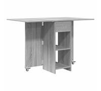 Tavolo da pranzo rettangolare, 115 x 70 x 75 cm, in legno di ingegneria | Impermeabile, coperchio pieghevole, ripiani integrati, design ribaltabile, facile da spostare