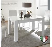 Tavolo da pranzo rettangolare allungabile 137x90 Bianco laccato lucido - Basic