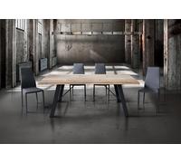 TAVOLO DA PRANZO RETTANGOLARE IN MASSELLO GAMBE METALLO MODERNO DESIGN STUDIO