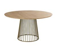 Tavolo da pranzo rotondo in legno di mango e metallo color ottone per 4/6 persone Ø 140cm