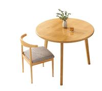 Tavolo da pranzo rotondo in legno massello con vernice lucida e supporto stabile, perfetto per riunioni in ufficio, cucina di casa