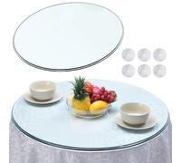 Tavolo da pranzo rotondo in vetro temperato, facile da pulire, protezione per tavolo in vetro trasparente, dimensioni disponibili: 35 cm, 48 cm, 65 cm, 80 cm, 900 mm, superficie da pranzo resistente