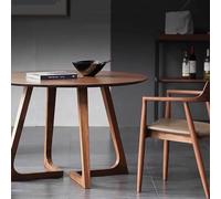 Tavolo da pranzo rotondo metà secolo in legno massello rustico con piedistallo per 2-4 persone, finitura naturale, stile rustico, perfetto per sala da pranzo o cucina