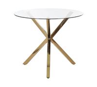 Tavolo da pranzo rotondo moderno glam ⌀ 90 cm 4 persone piano in vetro temperato Oro