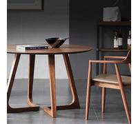 Tavolo da pranzo rotondo moderno MidCentury, design rustico in legno massello, per piccoli spazi, 24 mobili da cucina e sala da pranzo, finitura noce