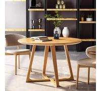 Tavolo da pranzo rotondo moderno MidCentury, in legno massello rustico, per piccoli spazi, 24 mobili da cucina e sala da pranzo, finitura noce