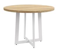 Tavolo da Pranzo Rotondo Moderno per 4 Persone Ø100x75 cm in MDF e Acciaio colore Legno Naturale e Bianco