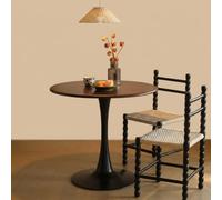 Tavolo da pranzo rotondo per 4 persone, stile moderno metà secolo, robusta base in metallo, ideale per cucina, bistrot, caffetteria, soggiorno casual, design compatto