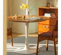 Tavolo da pranzo rotondo per 4 persone, stile moderno metà secolo, robusta base in metallo, ideale per cucina, bistrot, caffetteria, soggiorno casual, design compatto