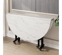 Tavolo da pranzo rotondo pieghevole con ruote, salvaspazio, convertibile, design a 3 forme, supporto in acciaio al carbonio, perfetto per piccoli spazi, portatile e versatile