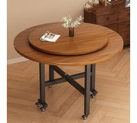 Tavolo da pranzo rotondo pieghevole mobile con 6 ruote, tavolo da cucina pieghevole con Lazy Susan, staffa in acciaio al carbonio, scrivania salvaspazio versatile, portata 400 kg, per 4-8 persone