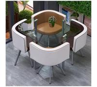 Tavolo da Pranzo Rotondo/Quadrato e Set di Sedie per La Casa, Set di Mobili per Sala da Pranzo, Cucina, Balcone, Camera da Letto, Biblioteca, Sala da Biliardo, Ufficio,34