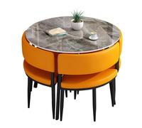 Tavolo da pranzo rotondo, tavolo da cucina con robuste gambe in metallo, facile da pulire, montaggio completo, tavolo da conferenza rotondo semplice e piccolo